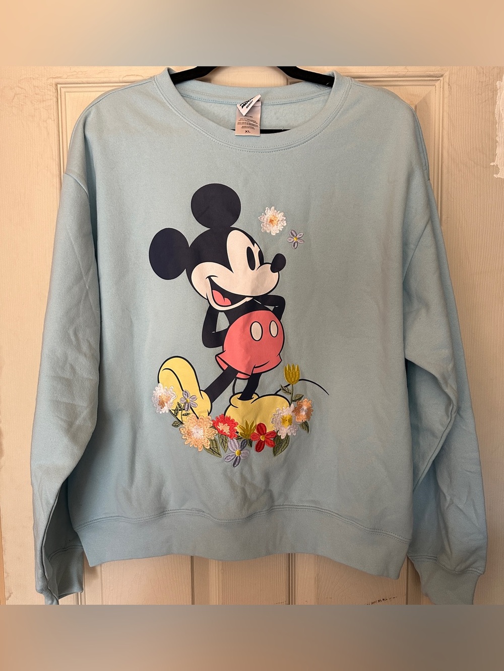 Freeze New York Mickey Mouse Embroidered Flowers Crewneck Sweatshirt - NWT